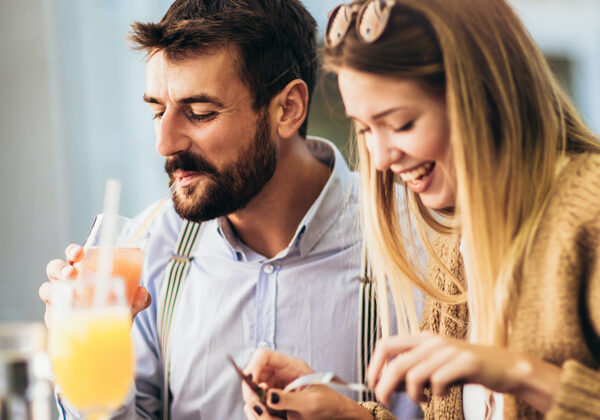 Couple eating breakfast together