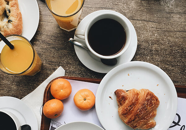 Breakfast displayed on table