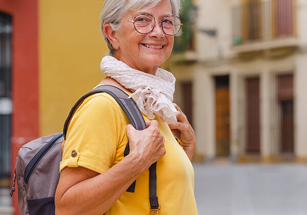 Senior Woman exploring Santa Ana
